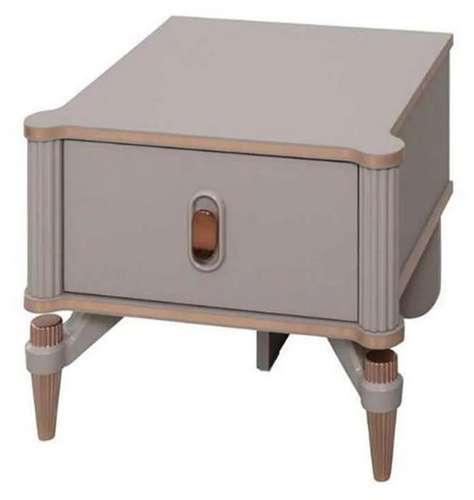 Table de Nuit en Bois Beige Style Moderne avec Tiroir de Rangement