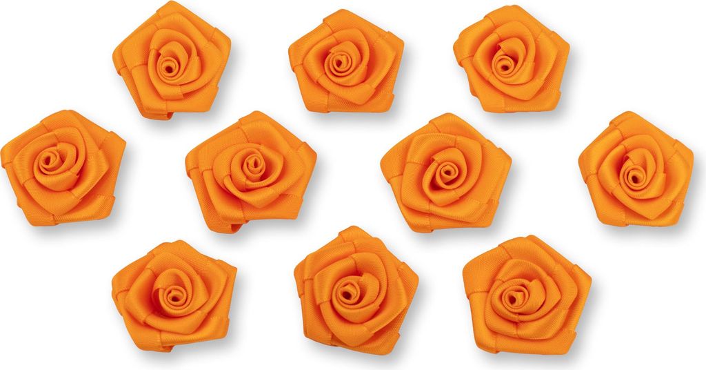 Satinrosen 3cm zum Basteln & Aufnähen 10 Stück Orange