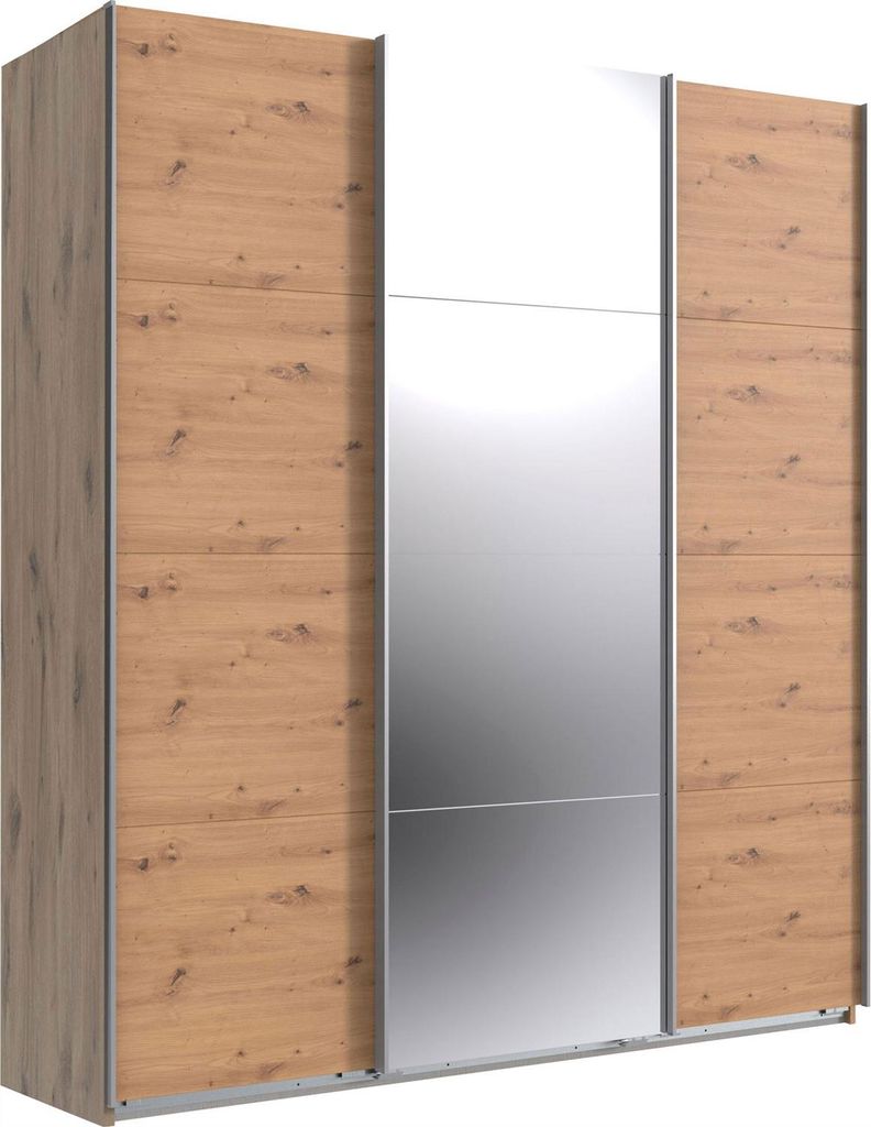 Schwebetürenschrank Norderstedt Kleiderschrank 180x64x210cm Artisan Eiche Viking Oak Spiegel (18877)