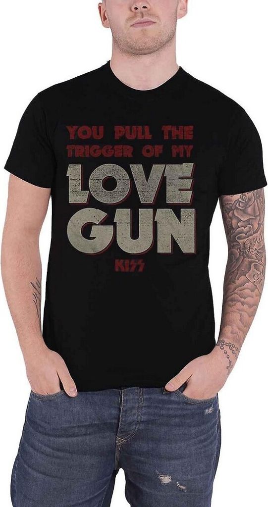 Kiss - "Pull The Trigger" T-Shirt für Herren/Damen Uni RO8484 (L) (Schwarz)