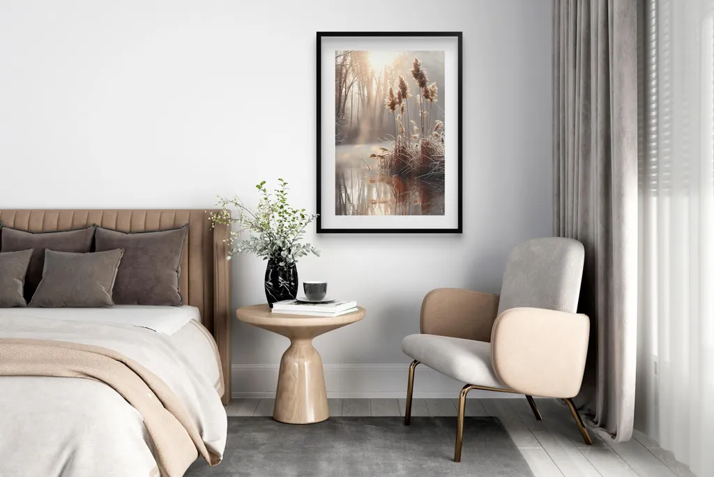 Quadro Moderno 50x70 Erba Beige Cornice Nera | Decor Ufficio e Casa - 6