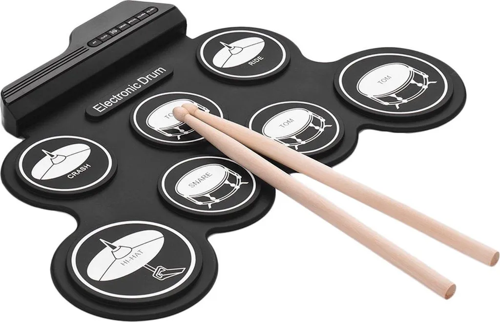 Batterie électrique Happyment avec baguettes et pédales pour débutant