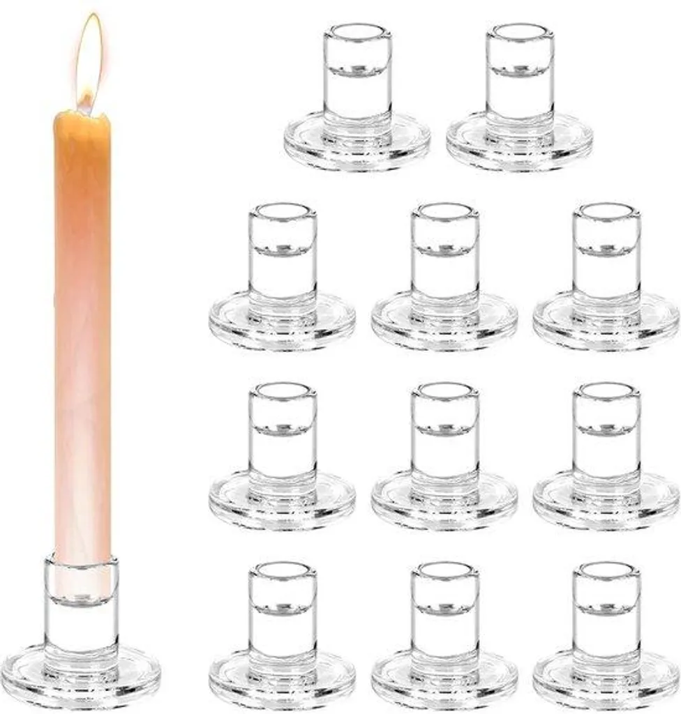 Photophores en verre cristal pour décoration de table et bougies cylindriques