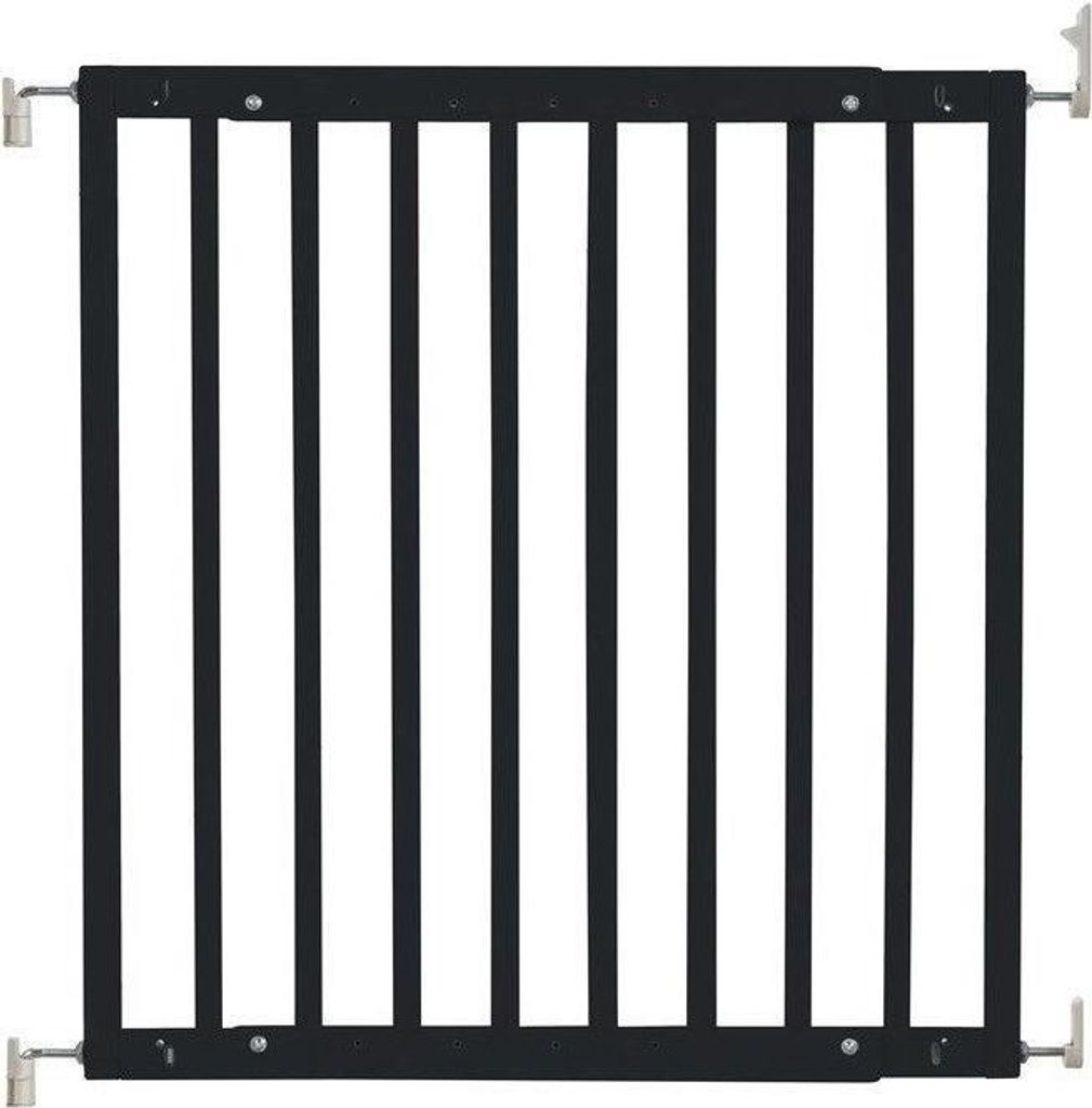 Safetots Robustes Holz Babygitter für Treppen, 63.5 cm - 105.5 cm, Schwarz