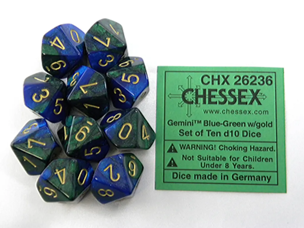 Set de 10 dés d10 Chessex Gemini pour système World of Darkness