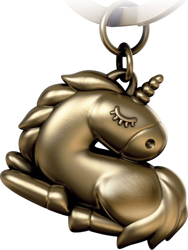FABACH Einhorn Schlüsselanhänger Sleepy - Schlafendes Einhorn Glücksbringer für Damen in Bronze - Unicorn Anhänger als Geschenk für Beste Fre...