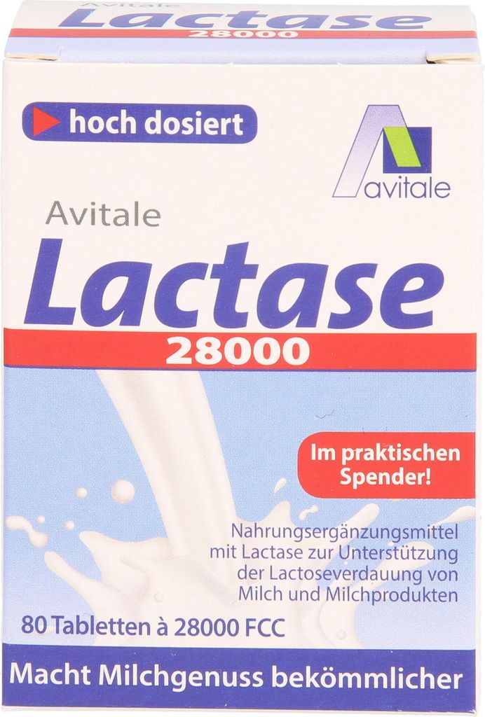 Avitale Lactase 28000 FCC comprimés en distributeur, 80 Image du produit 