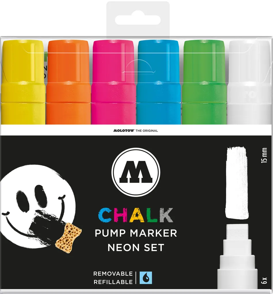 Marqueur craie Molotow Basic Set de 6 pièces avec pointe ronde 4 mm - 12