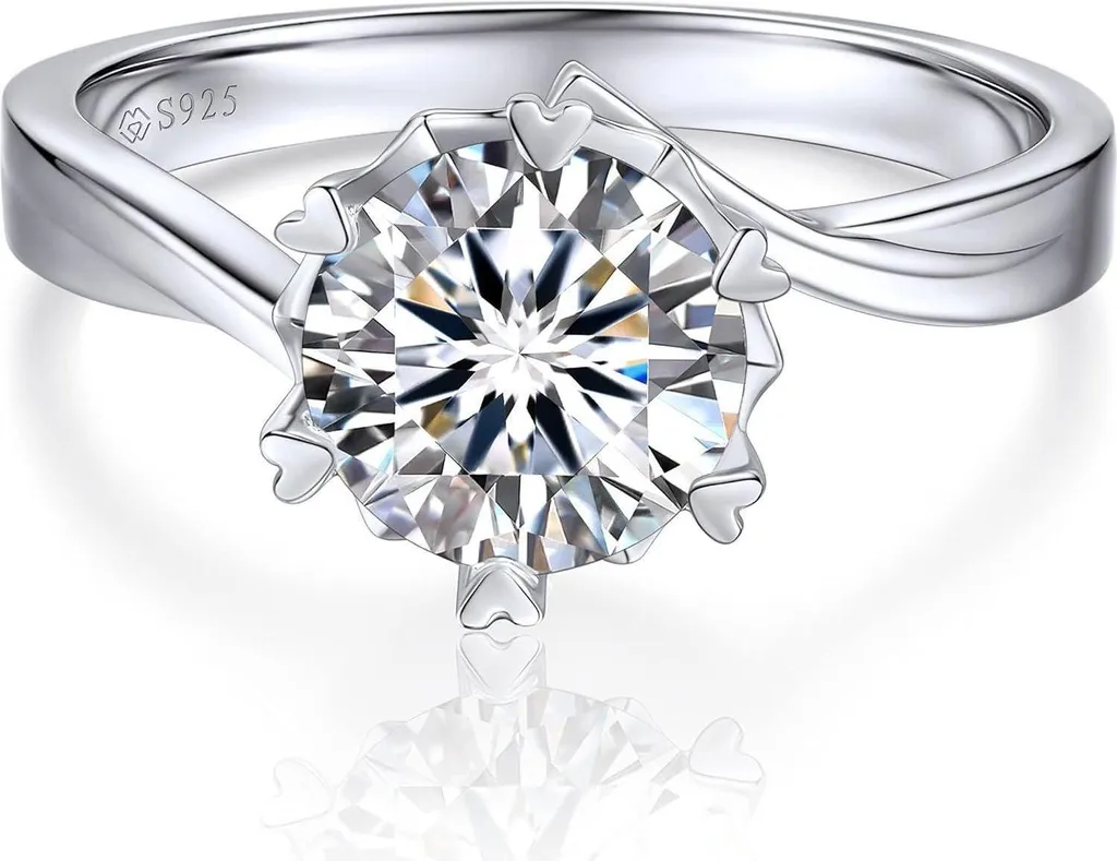 Bague Moissanite 2 carats Argent 925 : L'éclat du Diamant sans le prix