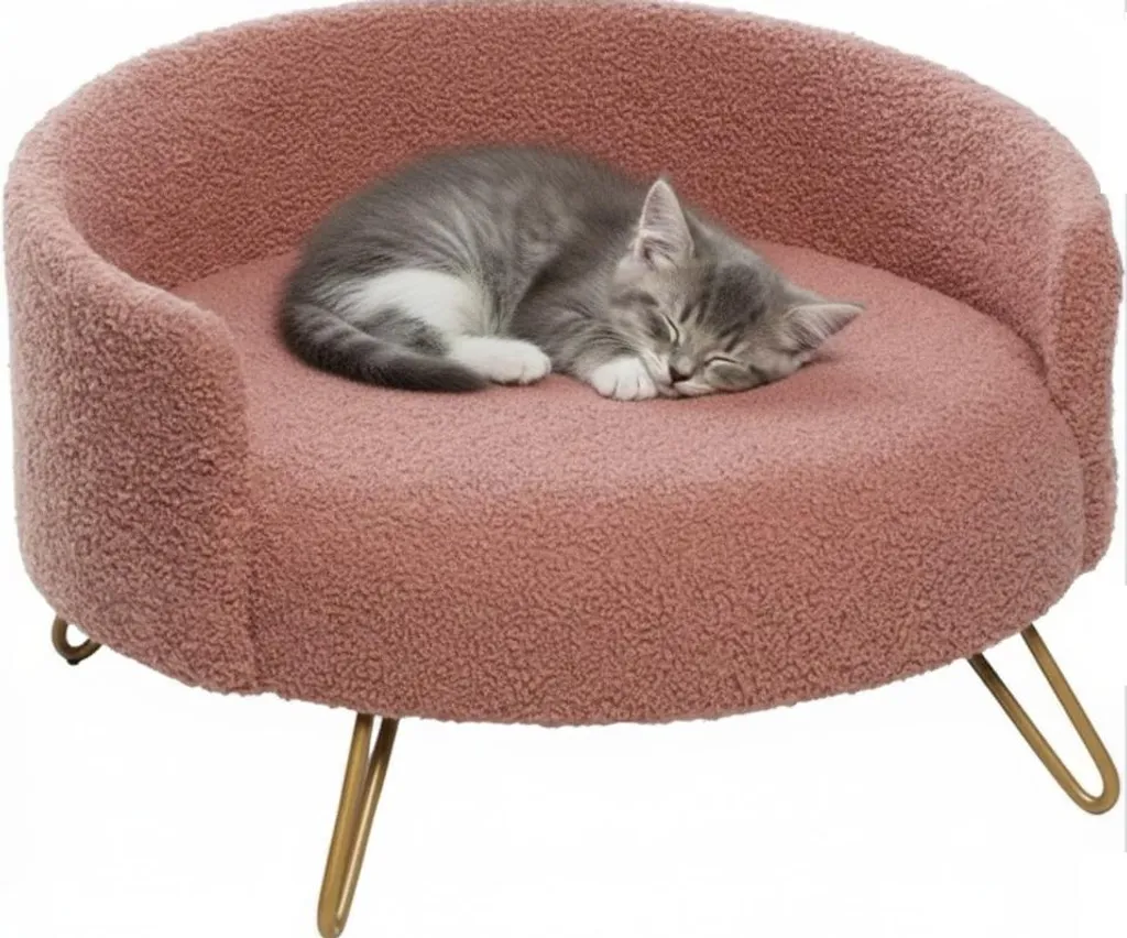 Canapé pour petit chien et chat Disco - Couchage surélevé gris perle