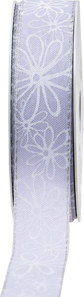 Geschenkband Lila Blumen Schleifenband Flieder 25mm 18m - Dekoband Wasserfest für Tischdeko, Basteln und Geschenke