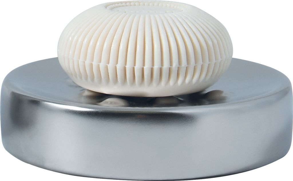 Spirella Seifenschale Steinoptik dekorative Badausstattung Seifenablage "Tube" Maße: 11 x 11 x 3 cm - Silber matt