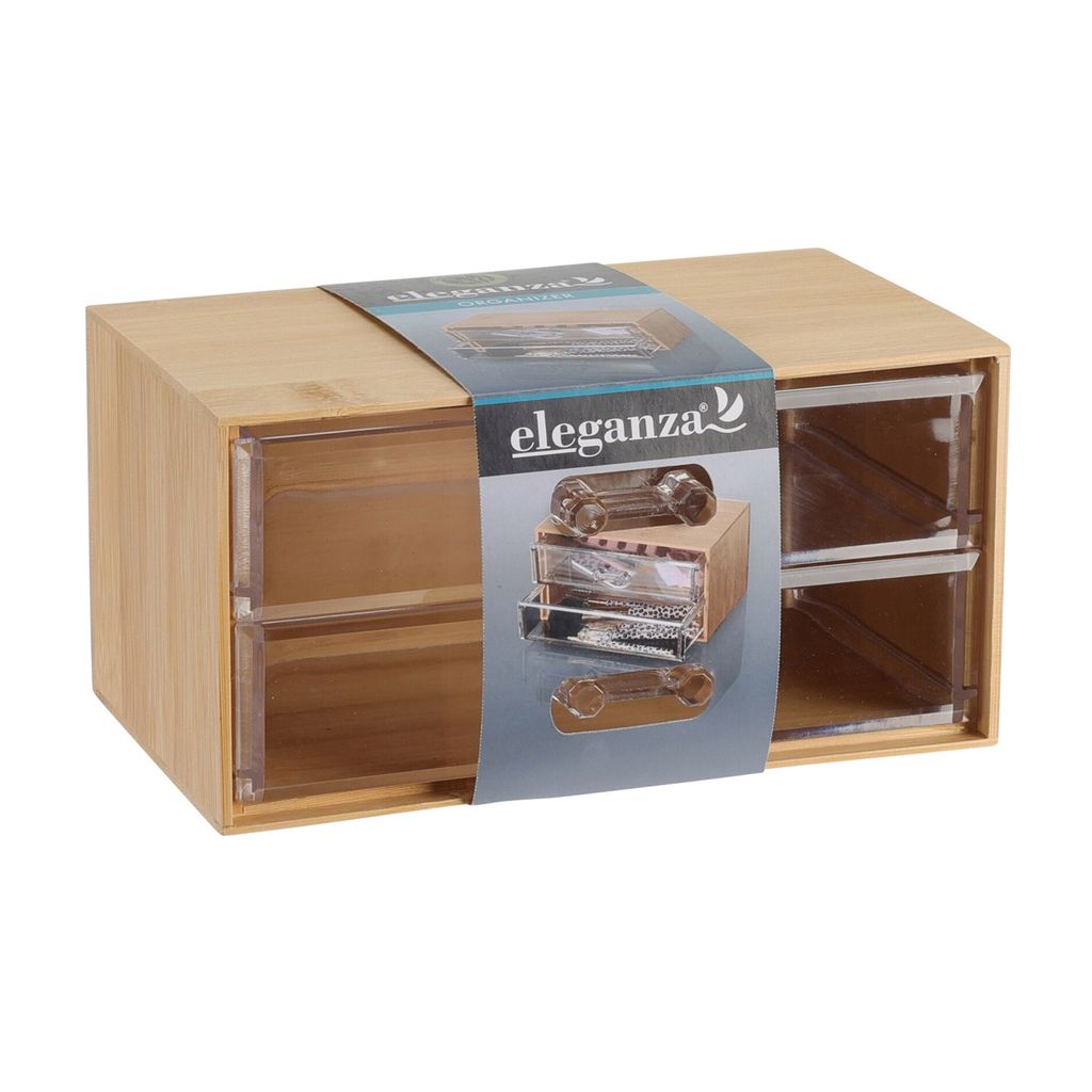Eleganza Bamboe Organiser met 2 Lades 18.5x11.5x9.3 cm