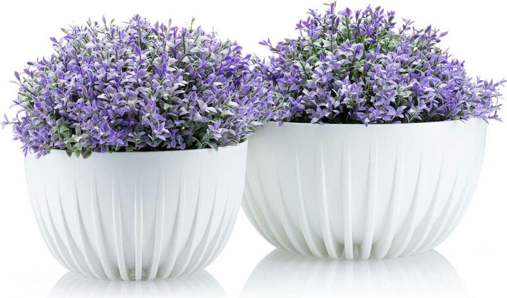 HowHomely | Pflanzkübel, Set aus 2 Blumentöpfen, Pflanztopf Weiß - 15,6 & 14 cm - Blumentrog, Blumentopf