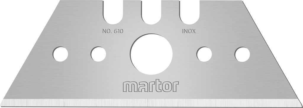 MARTOR 10 x TRAPEZKLINGE, Ersatzklingen Cuttermesser, Sicherheitsmesser, 19 mm, Scharf, Im Spender, 2-fach Nutzbar, NR. 610