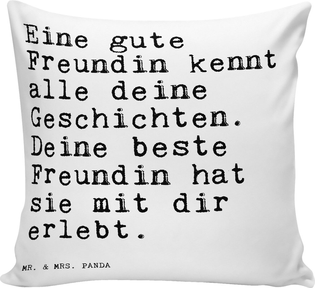 Mr. & Mrs. Panda Kissen 40x40 Eine gute Freundin kennt... - Weiß - Geschenk, für sofa, Zierkissen, bae, Kuschelkissen, Frau, Deko, Sofakissen, Fr...
