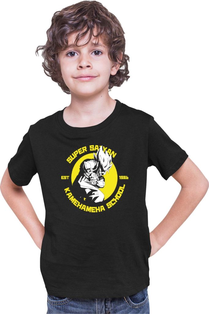 Kinder T-Shirt Dragon Anime Manga Ball Z Super Saiyan Kamehameha School, 9-11 Jahr - 140 / Schwarz