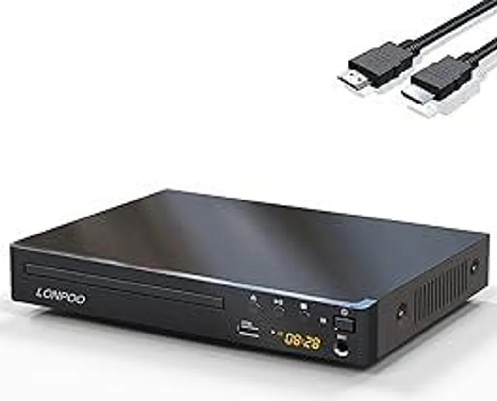 Lettore DVD Region Free per televisori - Lettore DVD compatto HDMI con upscaling 1080p HD/uscita RCA/coassiale, ingresso USB e uscita MIC, telecomando ?LP-099