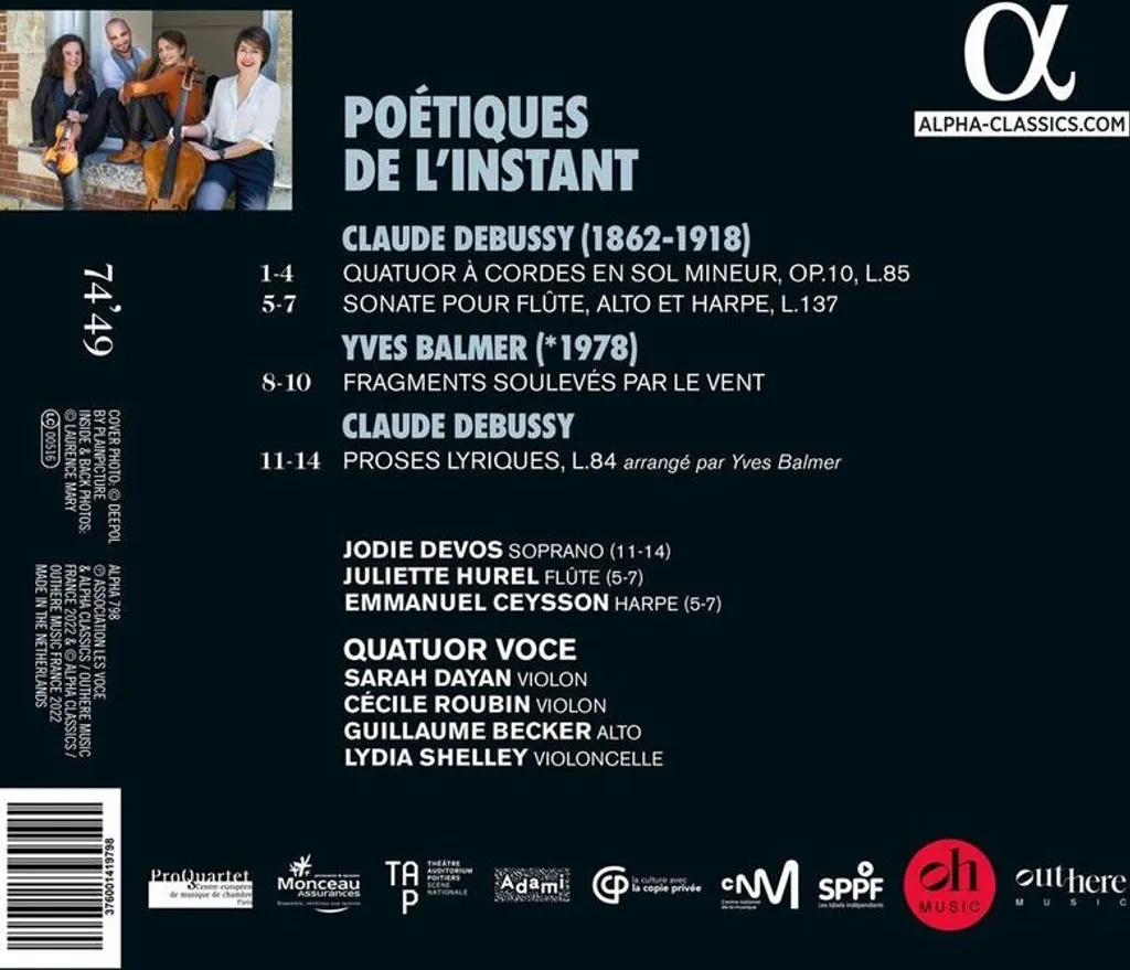 Album CD Quatuor Voce Poétiques de l'Instant - Musique de Chambre Neuf - 2