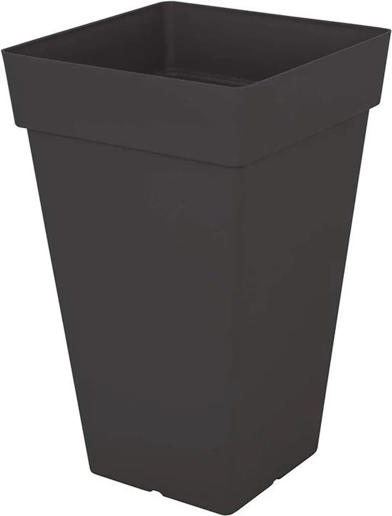 Jardinière haute anthracite de 65 cm, bac à fleurs carré pour décoration