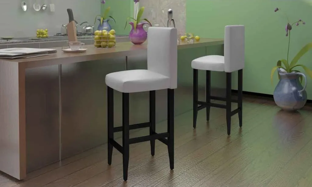 The Living Store Tabourets de Bar 4 pcs en Simili Cuir Blanc Moderne