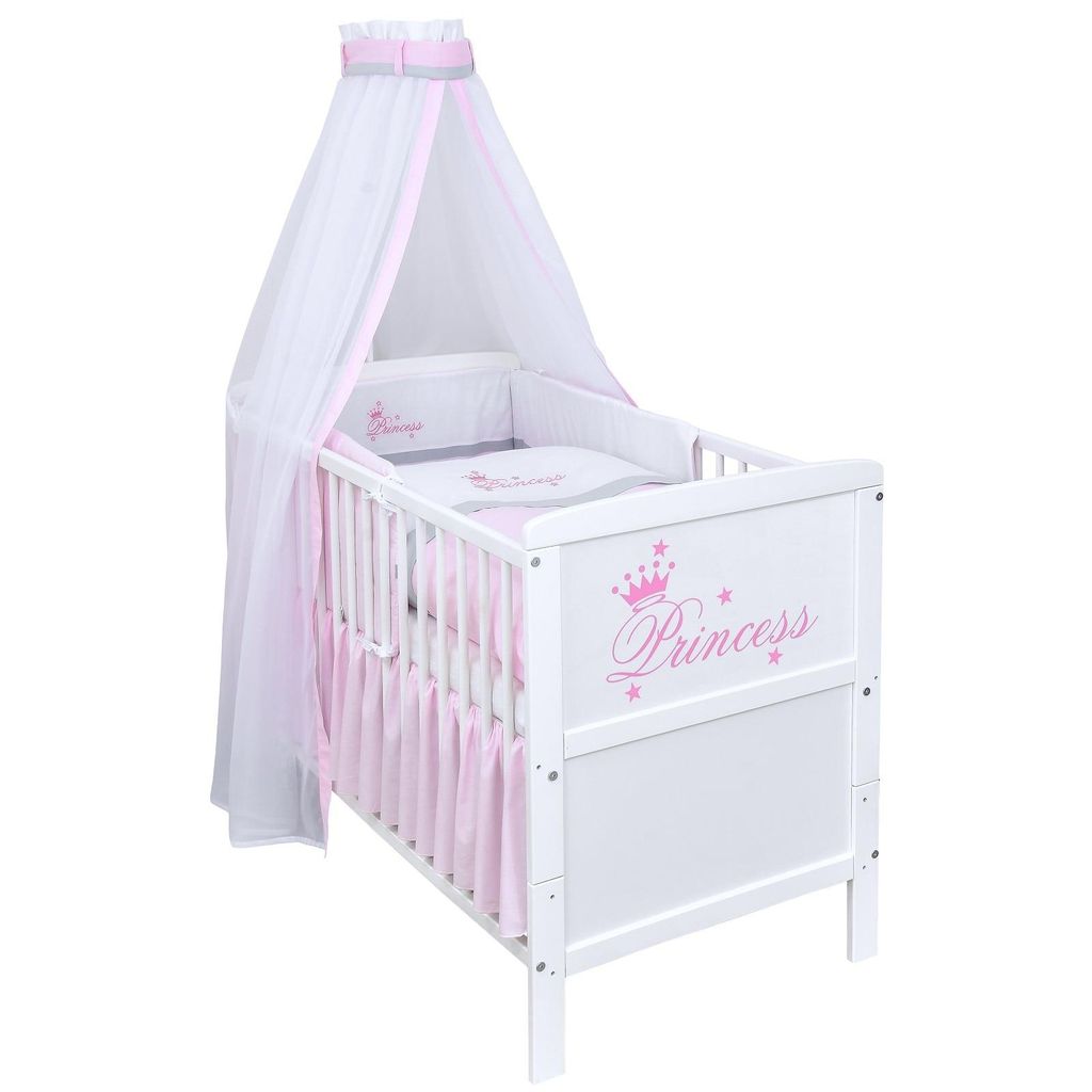 Baby-Delux Babybett Kinderbett Natalie Princess 140×70 Weiß Produktbild 
