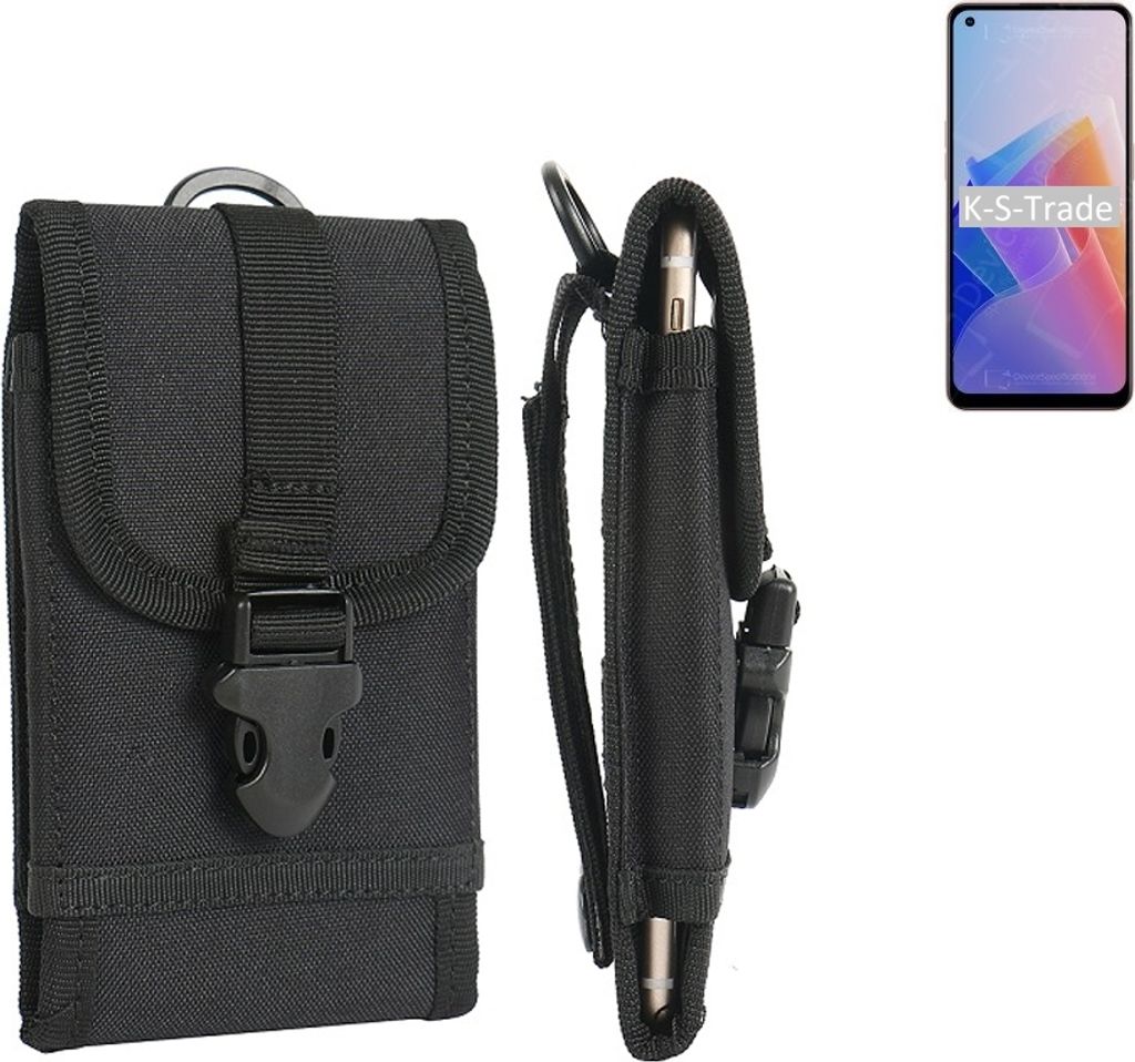 K-S-Trade Holster Handy Hülle kompatibel mit Oppo A96 5G Holster Handytasche Gürtel Tasche Schutz Hülle Robust Outdoor schwarz