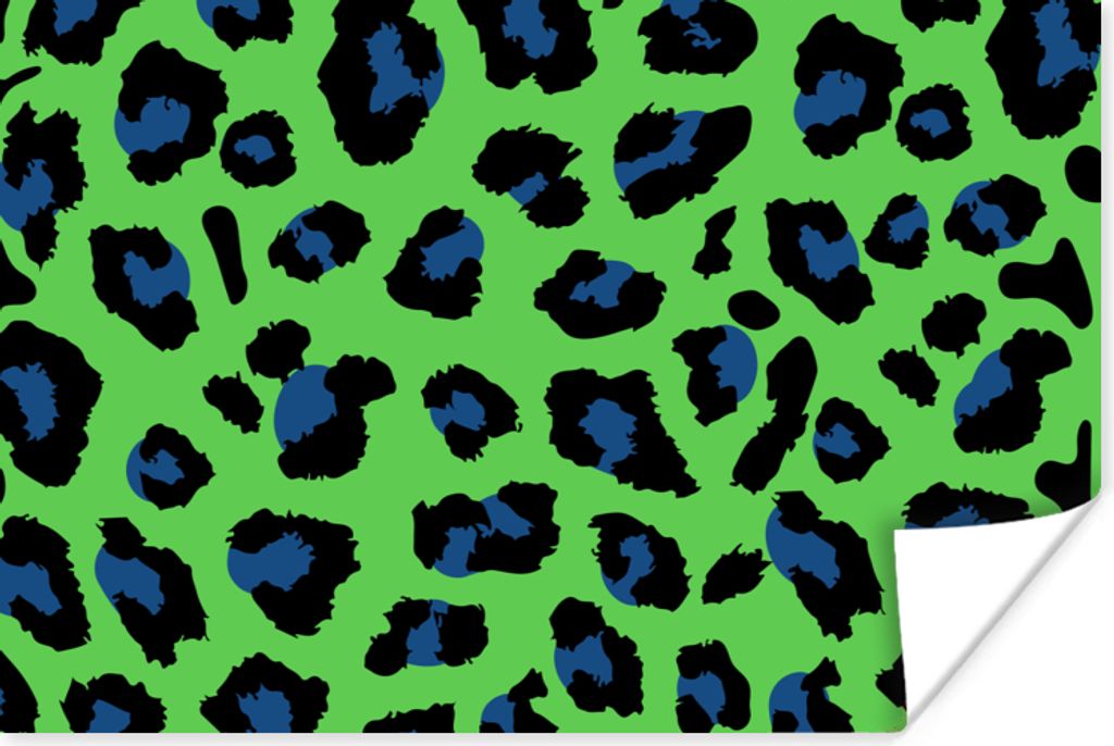 MuchoWow Poster Panther Druck - Neon - Grün - Blau 60x40 cm - Schlafzimmerdekoration