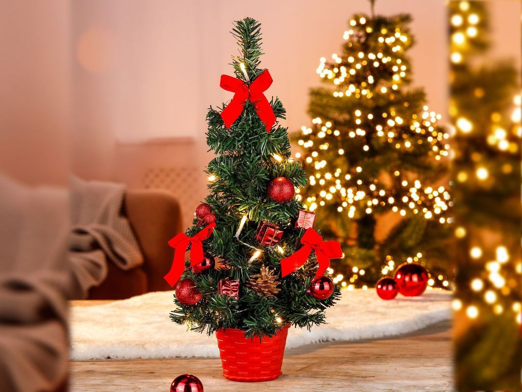 LED Weihnachtsbaum künstlicher Tannenbaum 45 cm, Farbe:Rot Produktbild 