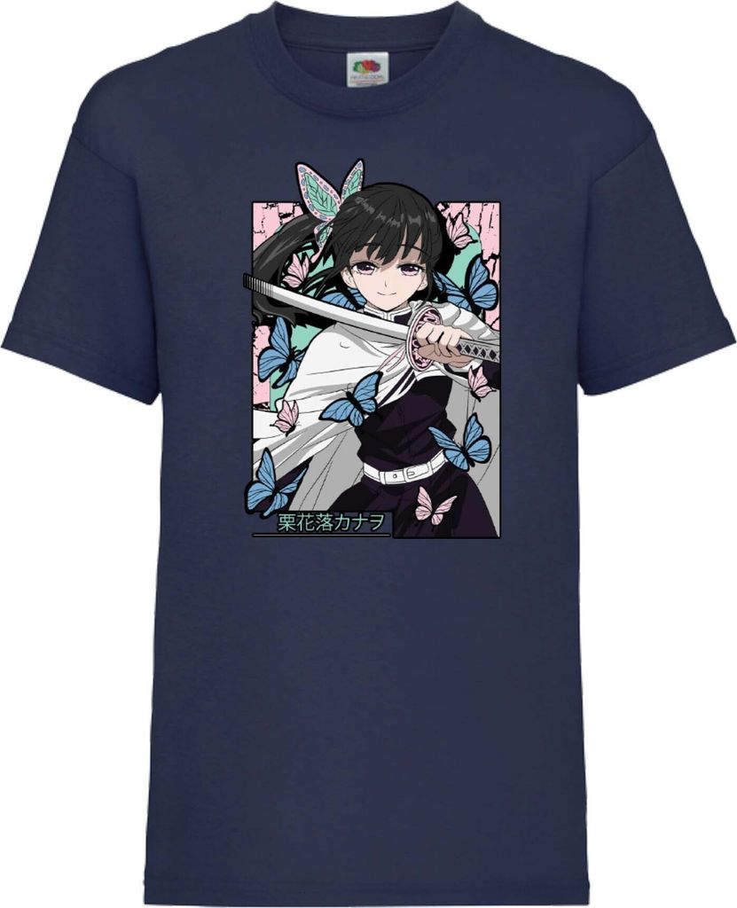 Kinder T-Shirt Demon Anime Slayer Kanao Tsuyuri 01 Kanao, 9-11 Jahr - 140 / Dunkelblau