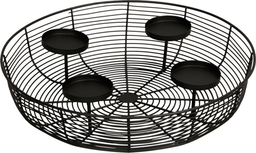 Kerzenschale WIRED schwarz aus Metall D36cm Drahtschale für 4 Stumpenkerzen