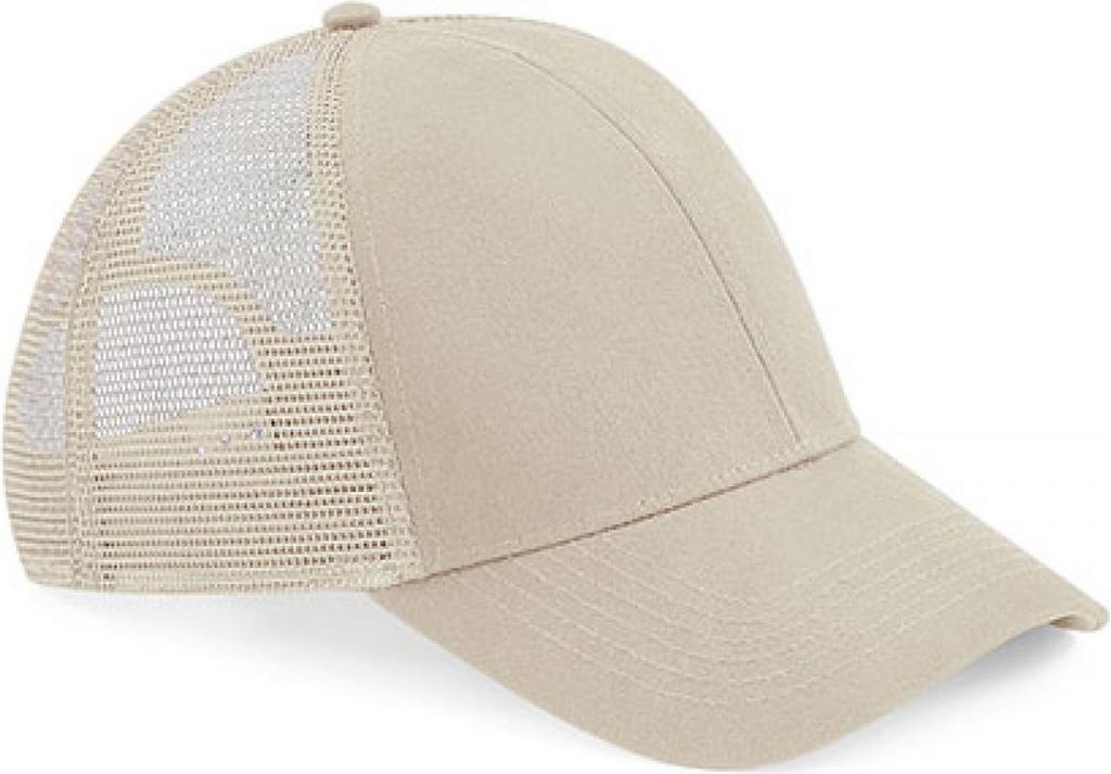 Beechfield B60 | Organic Baumwolle Trucker Cap, Snapback-Größeneinsteller - Farbe: Sand - Größe: One Size