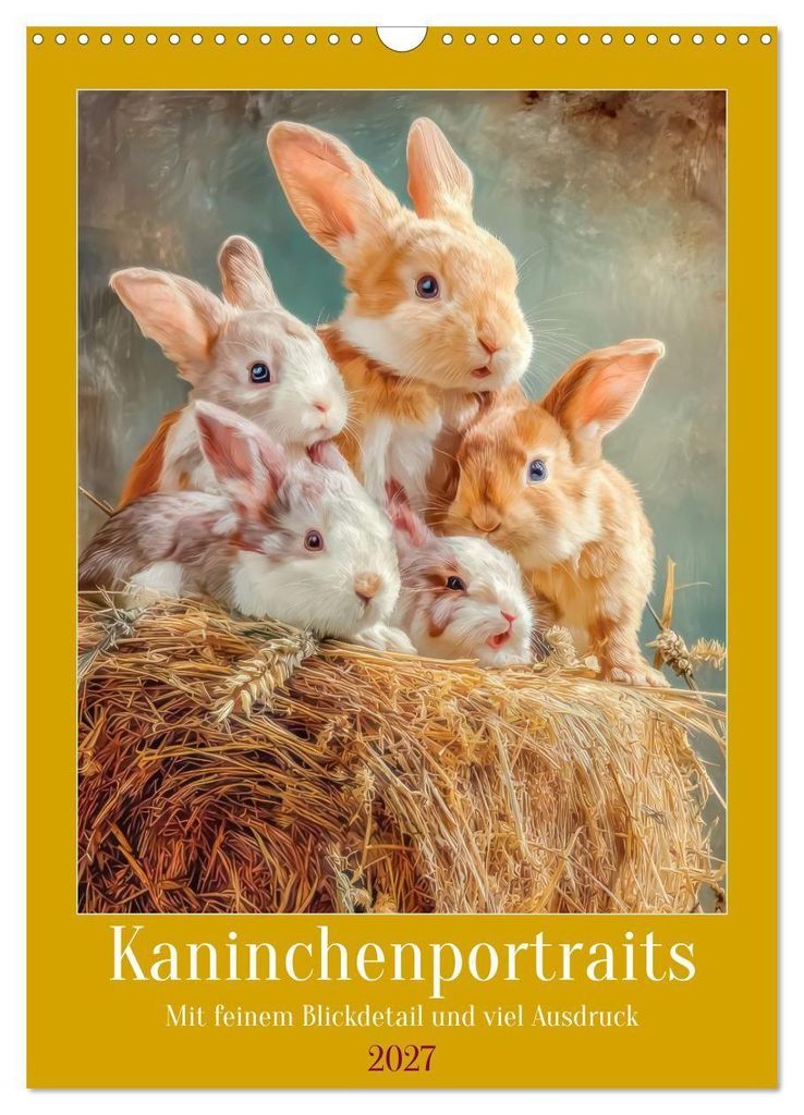 Kaninchenportraits - Mit feinem Blickdetail und viel Ausdruck (Wandkalender 2027 DIN A3 hoch), CALVENDO Monatskalender