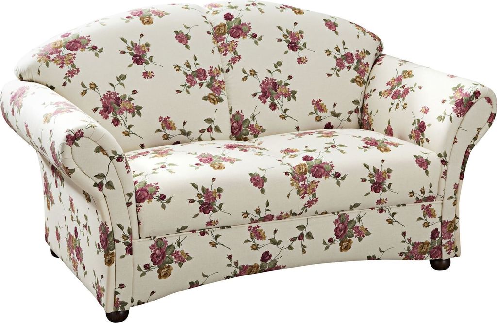 Sofa 2-Sitzer Kama Bezug Flachgewebe Buche nussbaum dunkel / beige 21531