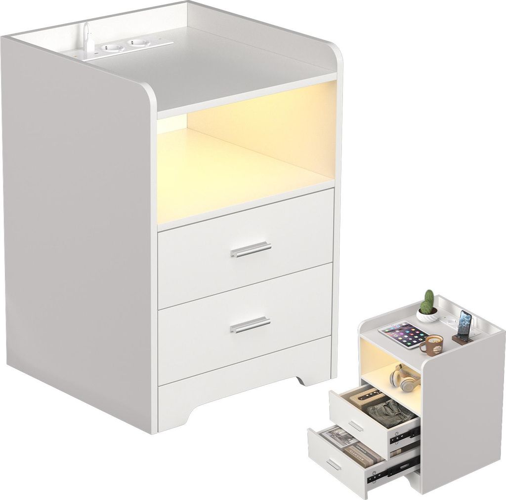 Izrielar Nachttisch Sofatisch mit LED-Beleuchtung, Produktbild 