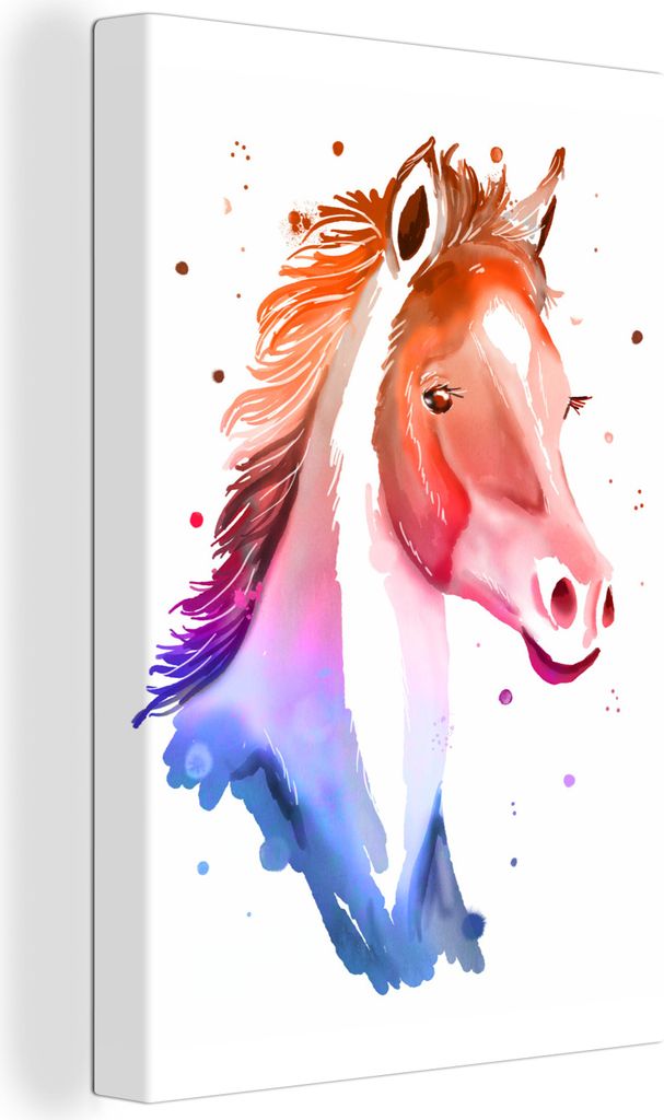 OneMillionCanvasses - Leinwandbilder - 90x140 cm, Pferd - Rot - Rosa - Mädchen - Kinder - Mädchen, Wandbilder Kunstdruck Wanddekoration - Wands...