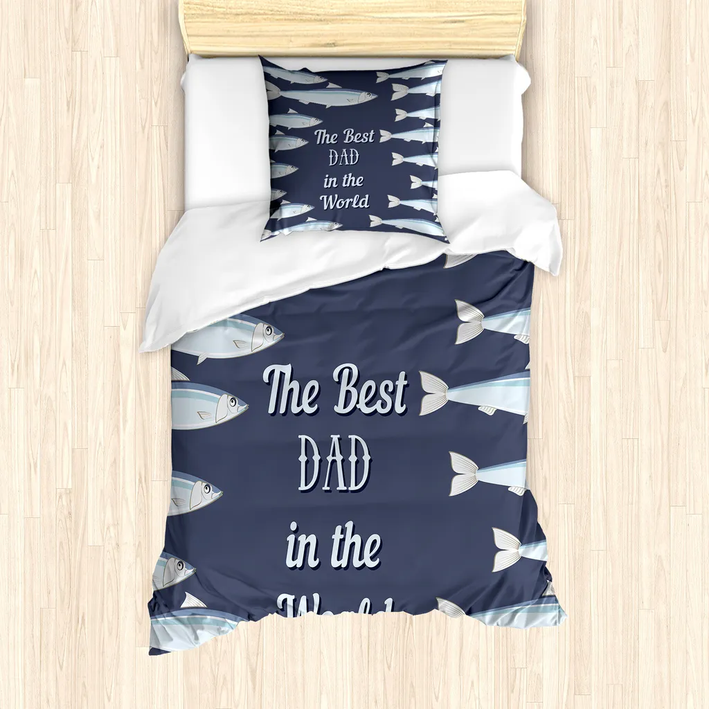 Housse de couette lit simple 135x200cm - Motifs Poissons Bleu - Abakuhaus