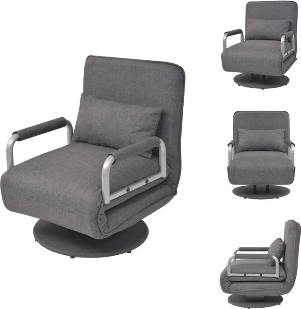 Canapé-lit d'appoint et fauteuil pivotant gris pour chambre ou bureau
