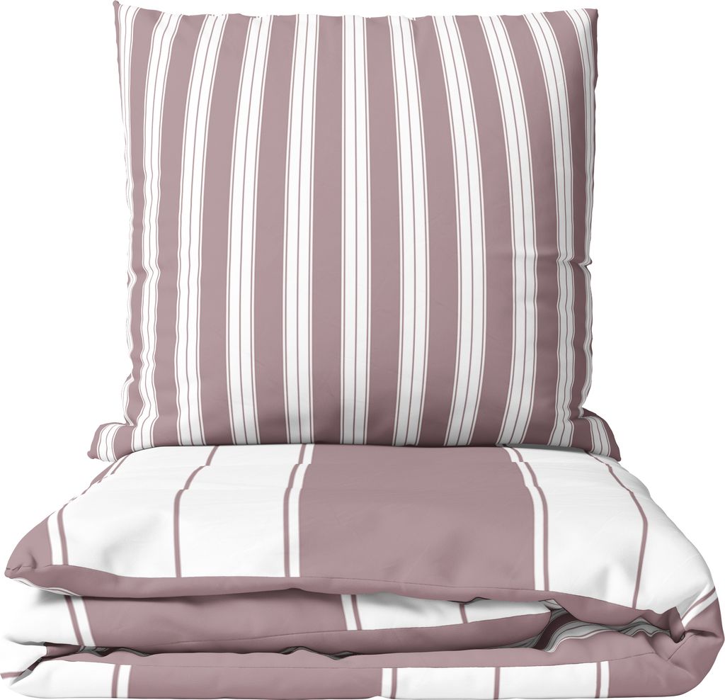 Bettwäsche Set 155x220 cm Violett Gestreift Baumwolle Produktbild 