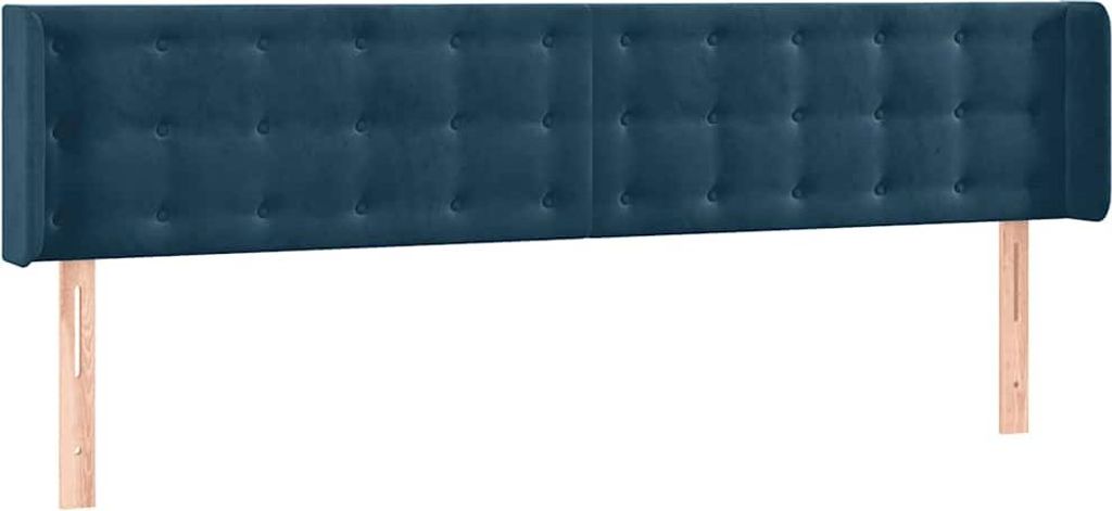 vidaXL Kopfteil mit Ohren Dunkelblau 203x16x78/88 cm Samt
