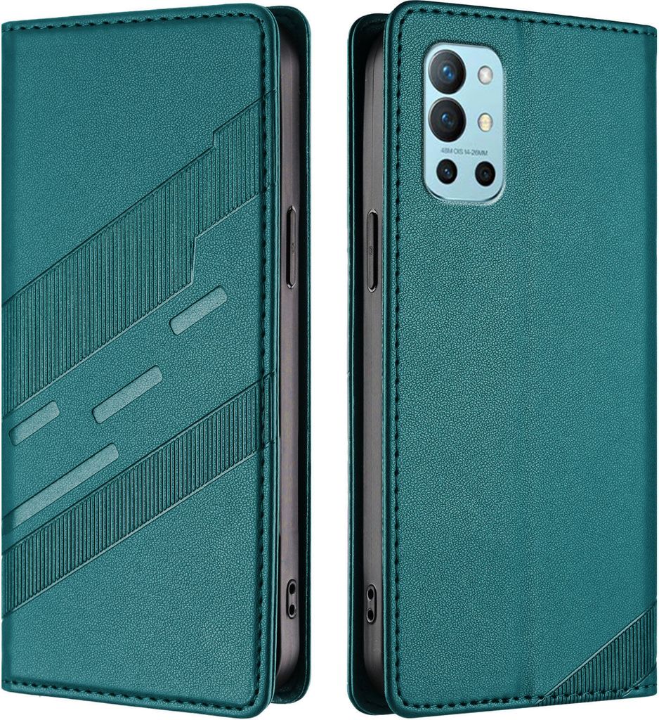 Hülle für OnePlus 9R/OnePlus 8T, Kunstleder Brieftaschen Handyhülle mit Kartenfach und Standfunktion Grün