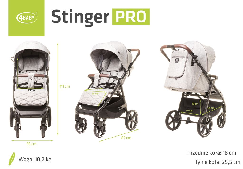 4Baby Stinger PRO, Luksusowa spacerówka do 22kg, składana Zdjęcie produktu 3