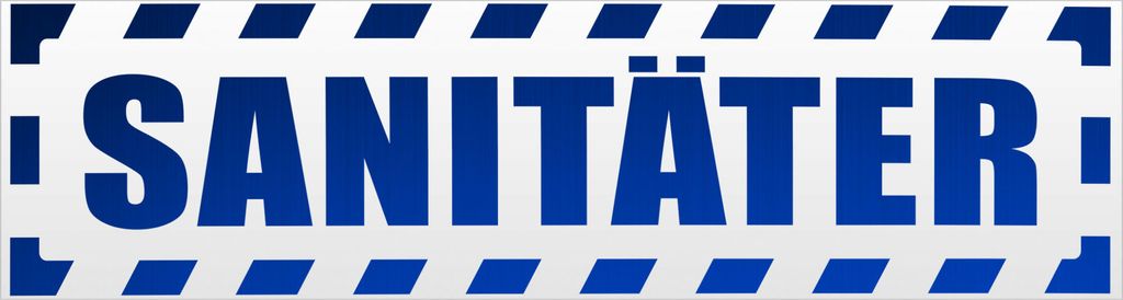 Kiwistar Sanitäter gestreift Magnetschild Schild magnetisch - 30cm Blau - reflektierend - Magnetfolie für Auto PKW Kfz