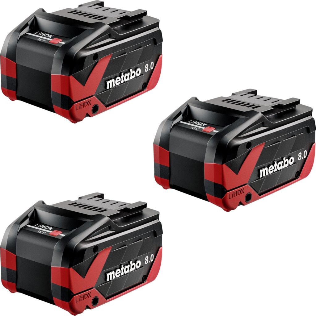 Metabo 3x LiHDX Akkupack 18 V 8,0 Ah CAS Li-Ion Akku ( 3x 624975000 )
