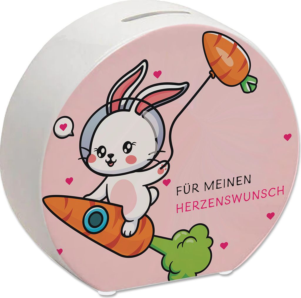 Niedliche Spardose mit Häschen Motiv - Für meinen Herzenswunsch