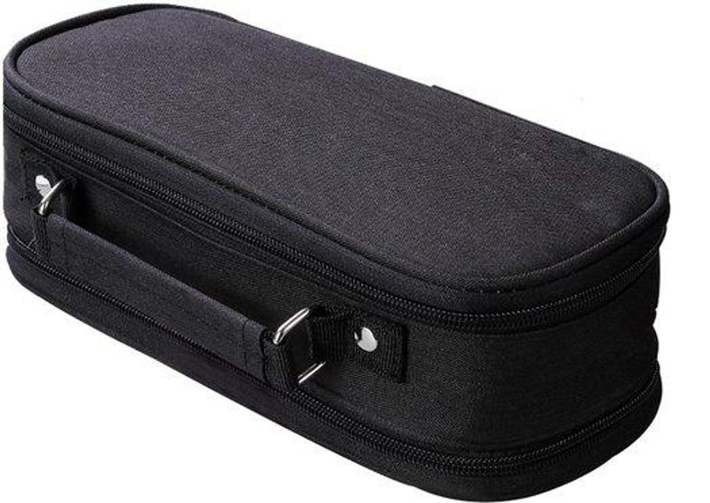 Schwarzes Etui mit 5 Kompartimenten, großem Fassungsvermögen, ideal für Erwachsene im Schul- und Büroalltag