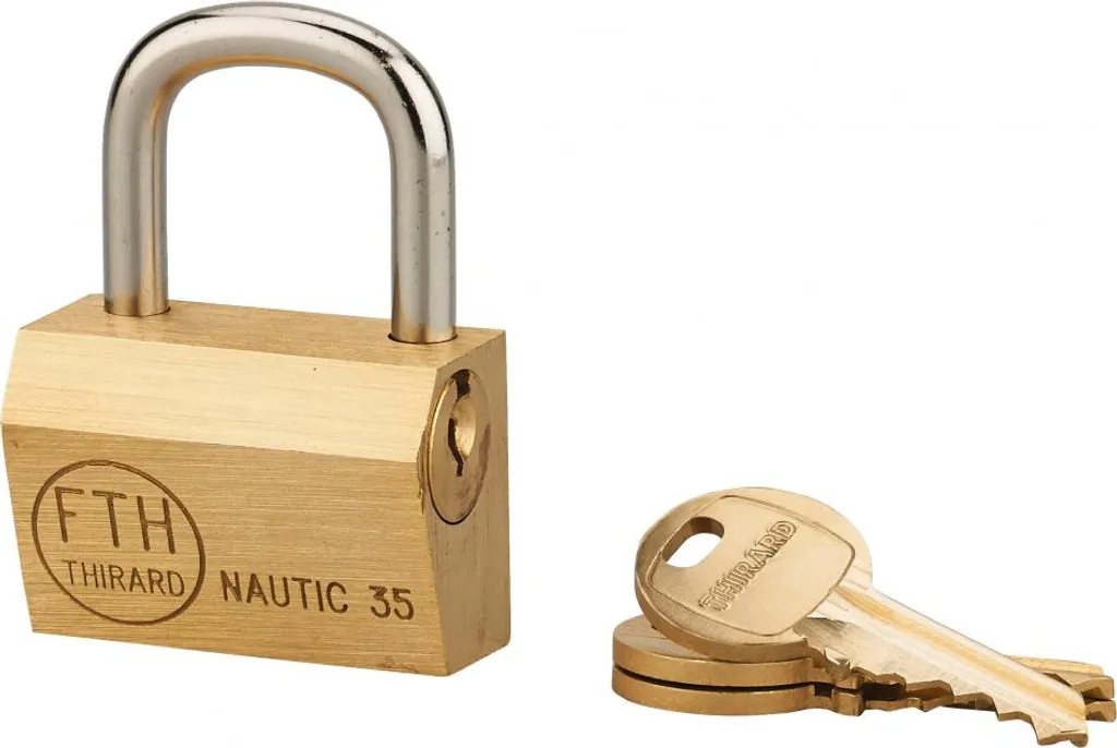 Cadenas à clé Nautic THIRARD 35mm en laiton avec anse en acier et 3 clés
