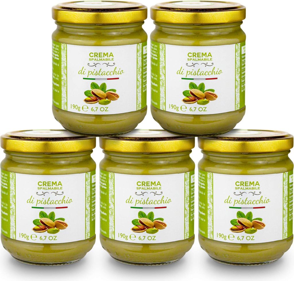 Süße Pistaziencreme | 40 % Pistazien | 5 x 190 g | Produktbild 
