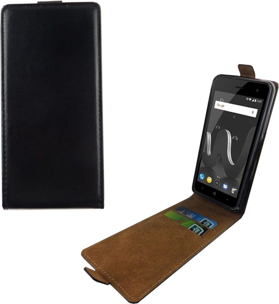 Handyhülle Tasche Flip für Wiko Jerry 2 Schwarz