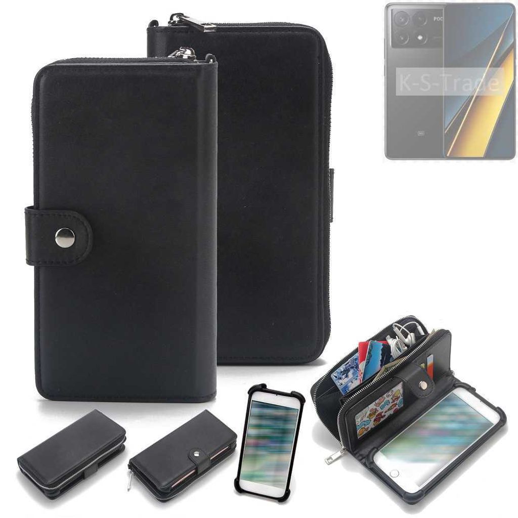 K-S-Trade 2in1 Handyhülle Schutzhülle kompatibel mit POCO X6 Pro 5g & Portemonnee Cover Handy Hülle Case Etui Geldbörse Wallet Bookstyle Hülle